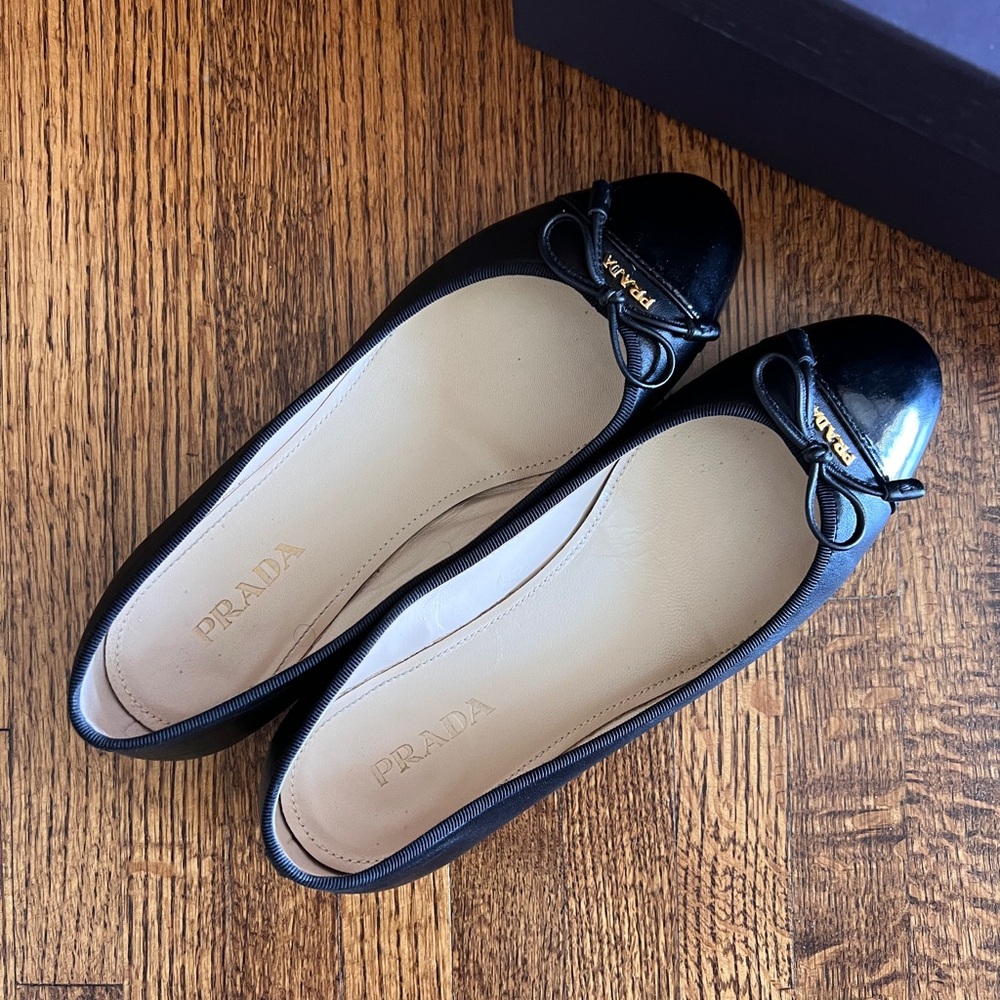 Prada Black Patent Leather Ballet Flats - Picture 2 of 4
